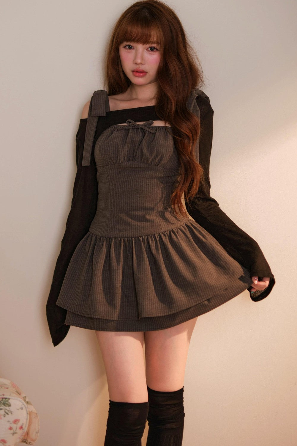 [Producto en preventa] Vestido de rayas con cárdigan