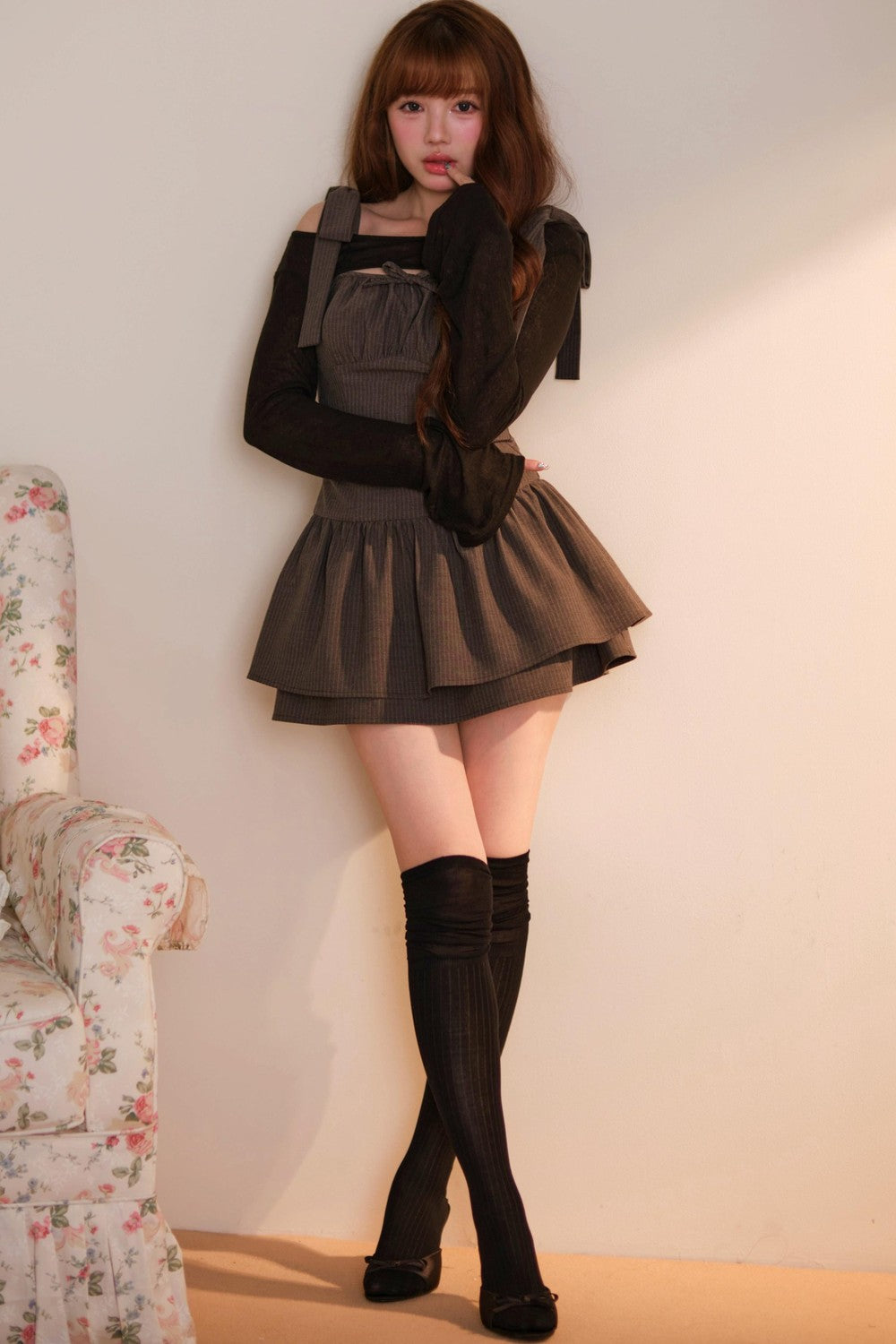 [Producto en preventa] Vestido de rayas con cárdigan
