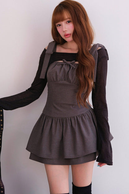 [Producto en preventa] Vestido de rayas con cárdigan