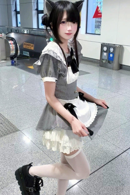 天使設計的蝴蝶結女僕連衣裙