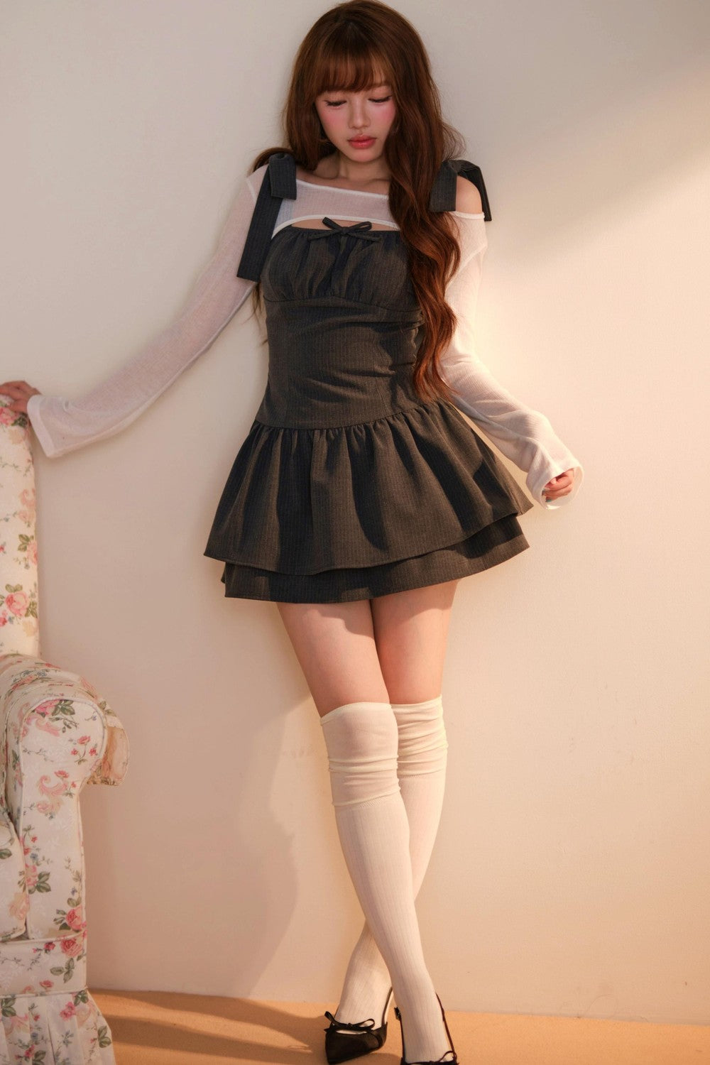 [Producto en preventa] Vestido de rayas con cárdigan