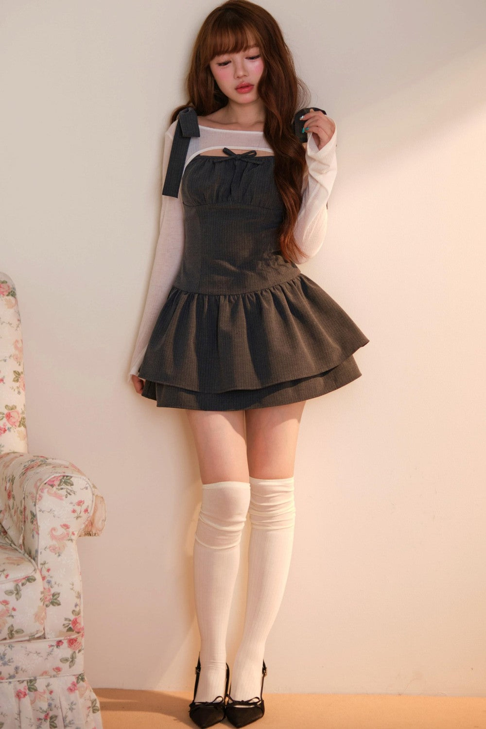 [Producto en preventa] Vestido de rayas con cárdigan