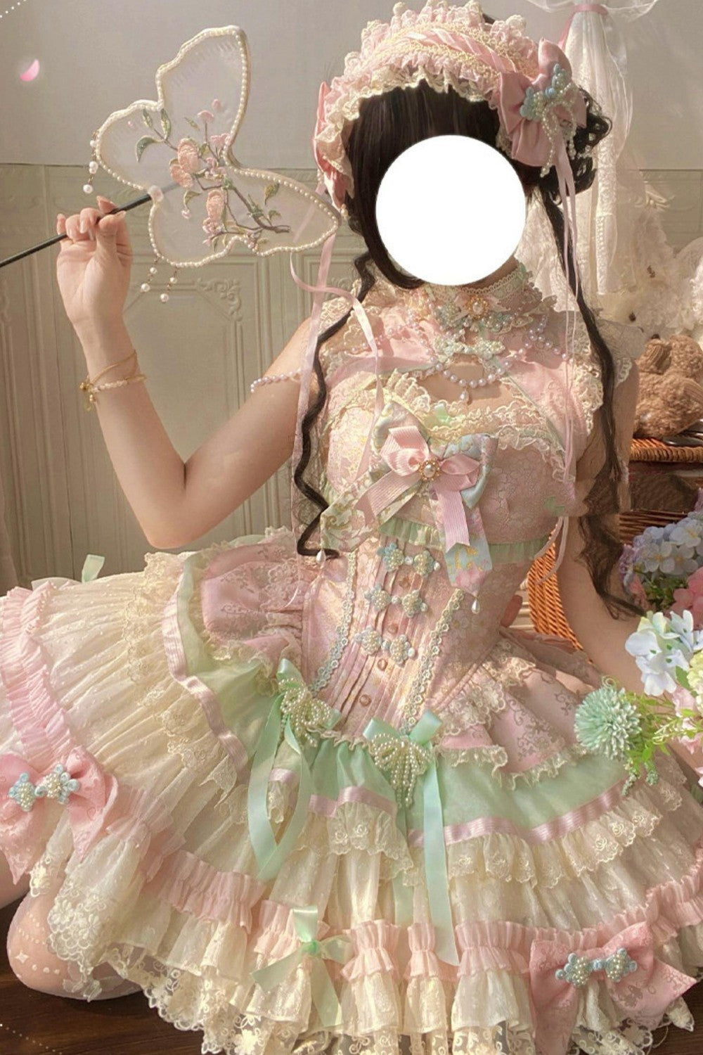 Traum-China-Ballerina-Lolita-Kleid + Accessoires