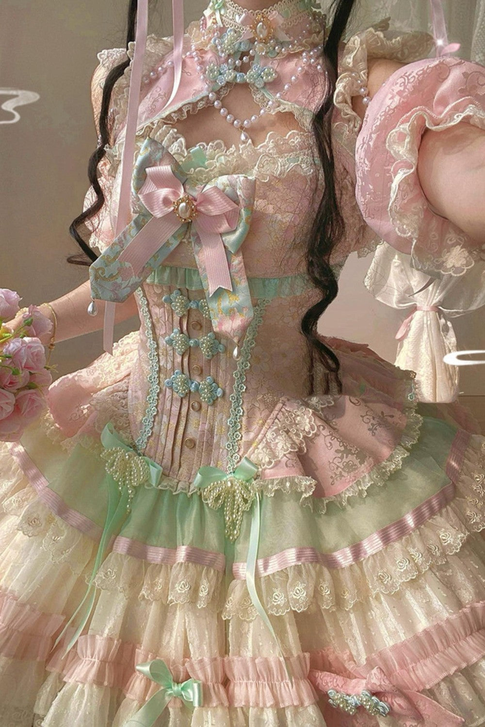 Traum-China-Ballerina-Lolita-Kleid + Accessoires