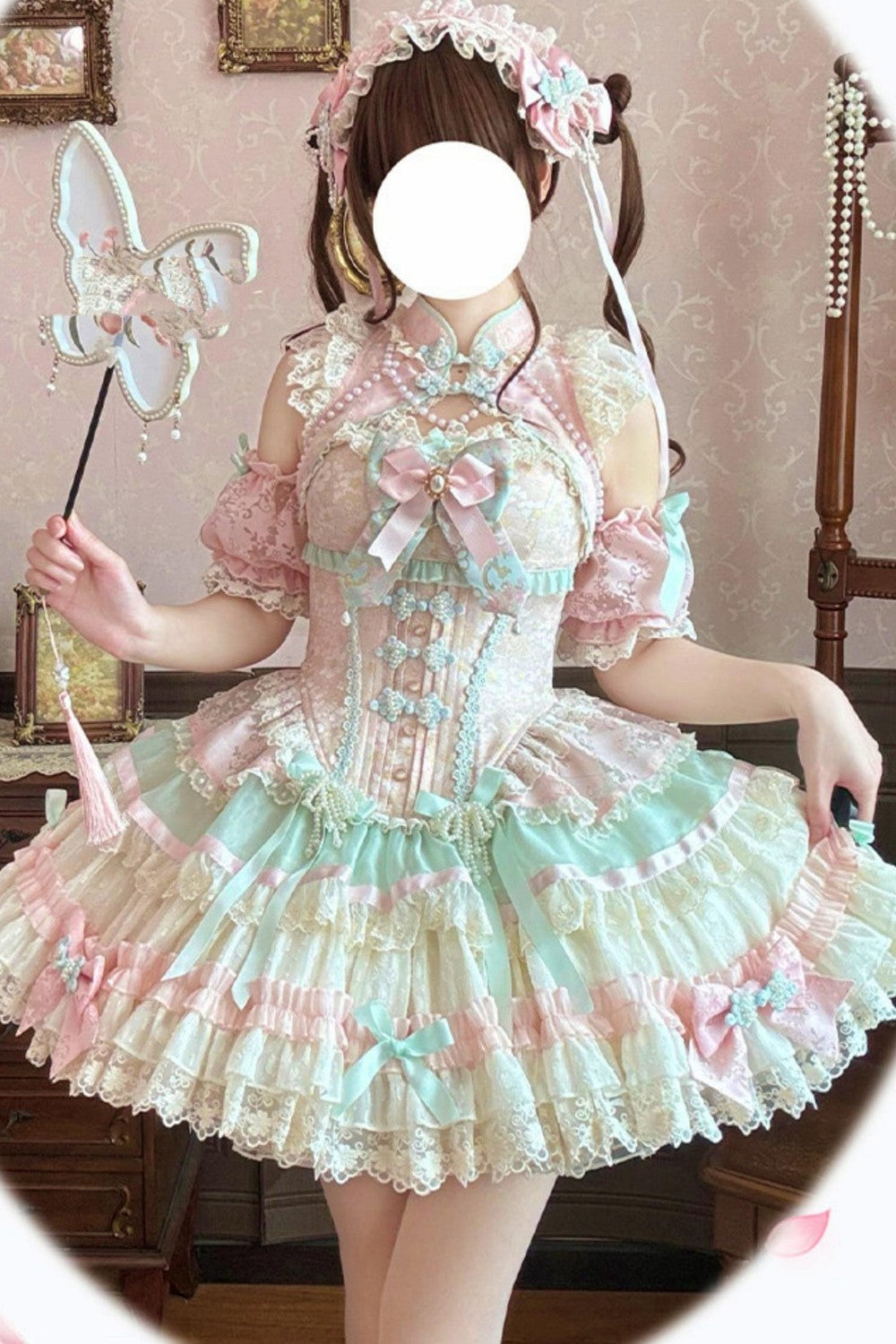 Traum-China-Ballerina-Lolita-Kleid + Accessoires