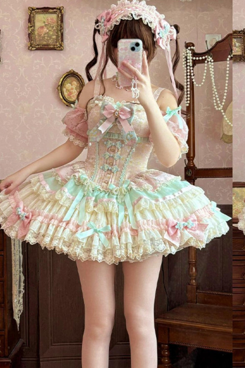Traum-China-Ballerina-Lolita-Kleid + Accessoires