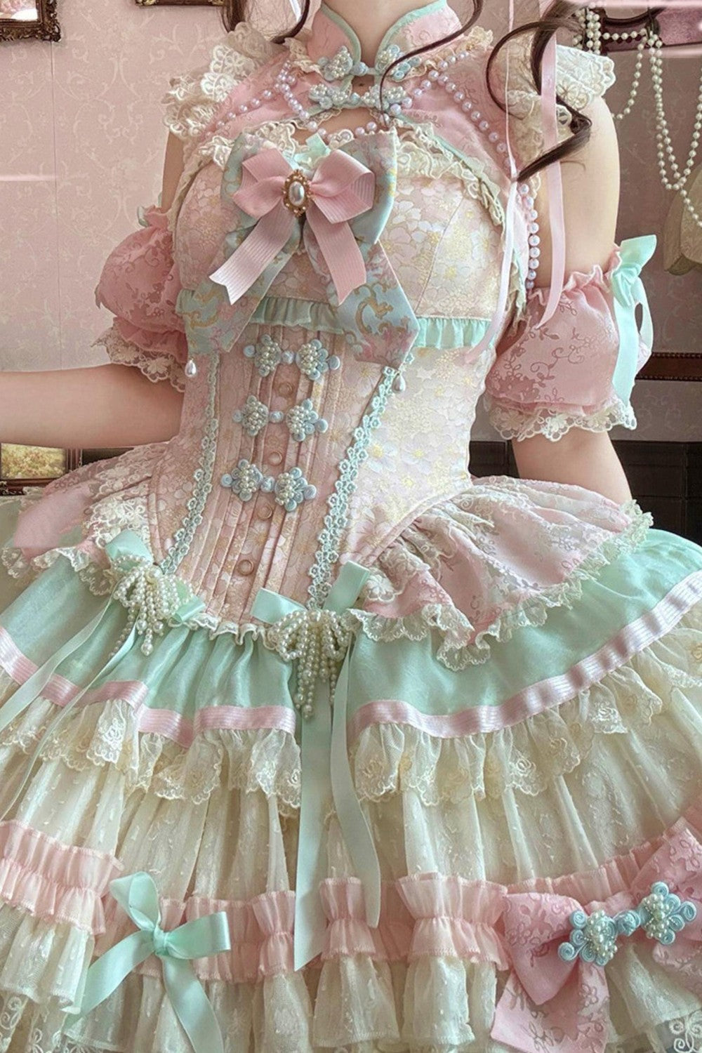 Traum-China-Ballerina-Lolita-Kleid + Accessoires