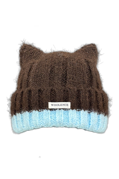 Cat Ear Color-Blocked Knitted Hat