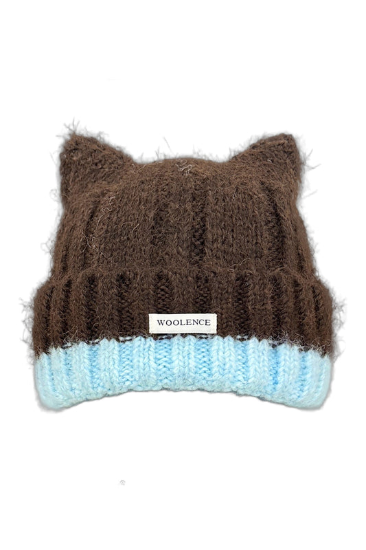 Cat Ear Color-Blocked Knitted Hat
