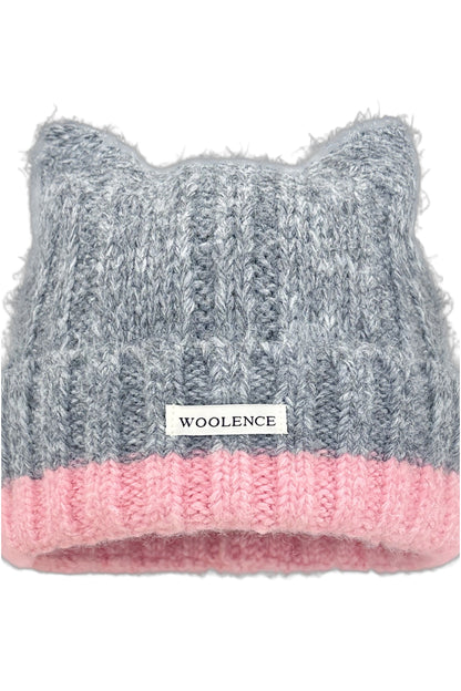 Cat Ear Color-Blocked Knitted Hat