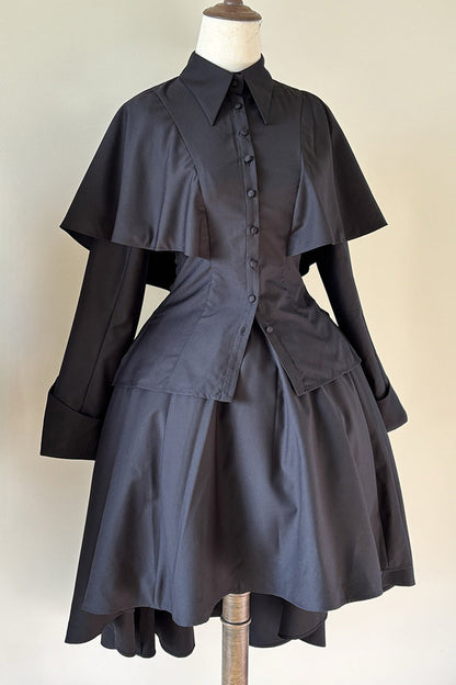 Gothic Long-Sleeved Shawl Shirt