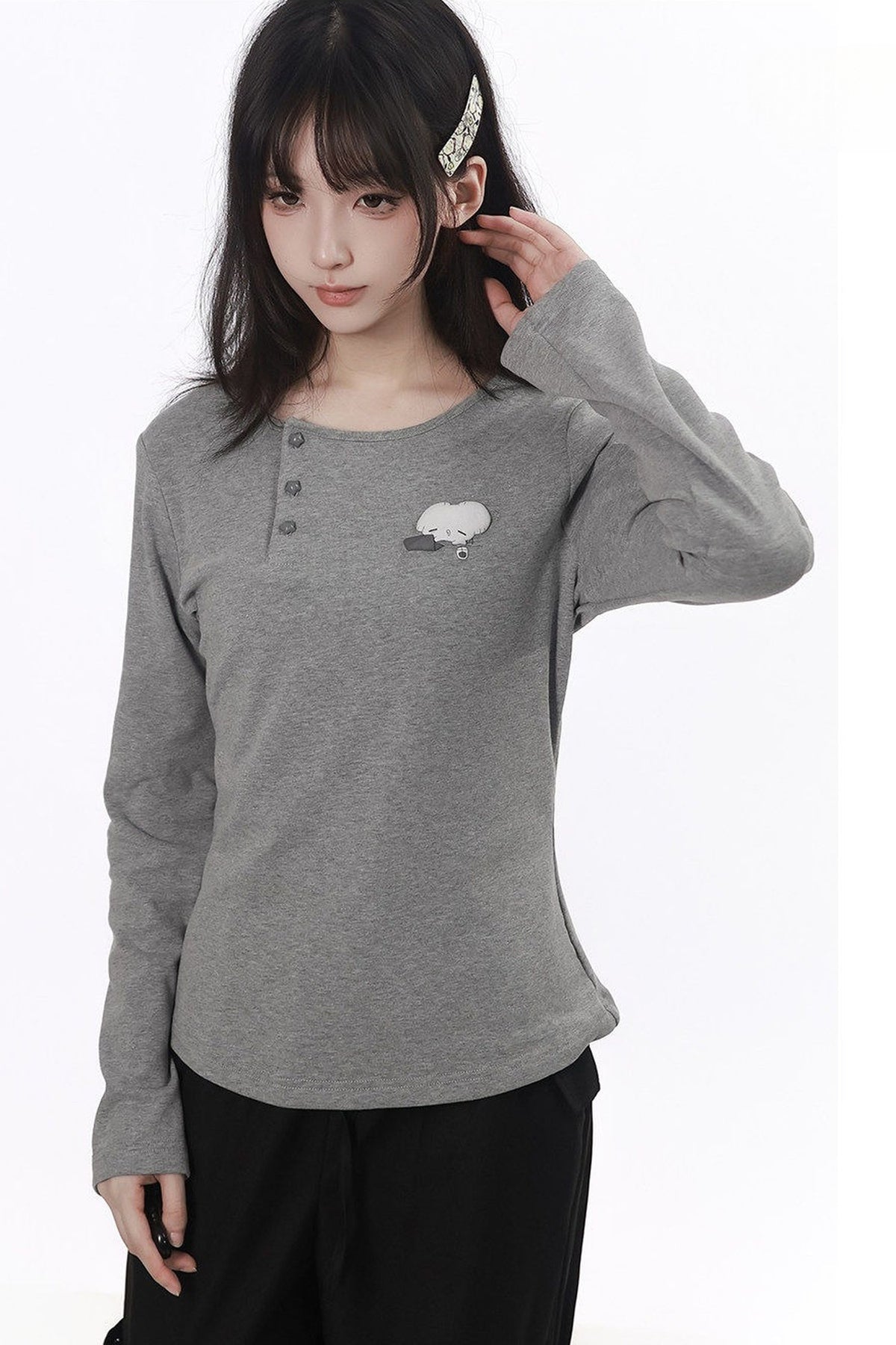 Three-Color Shawl Long-Sleeve
