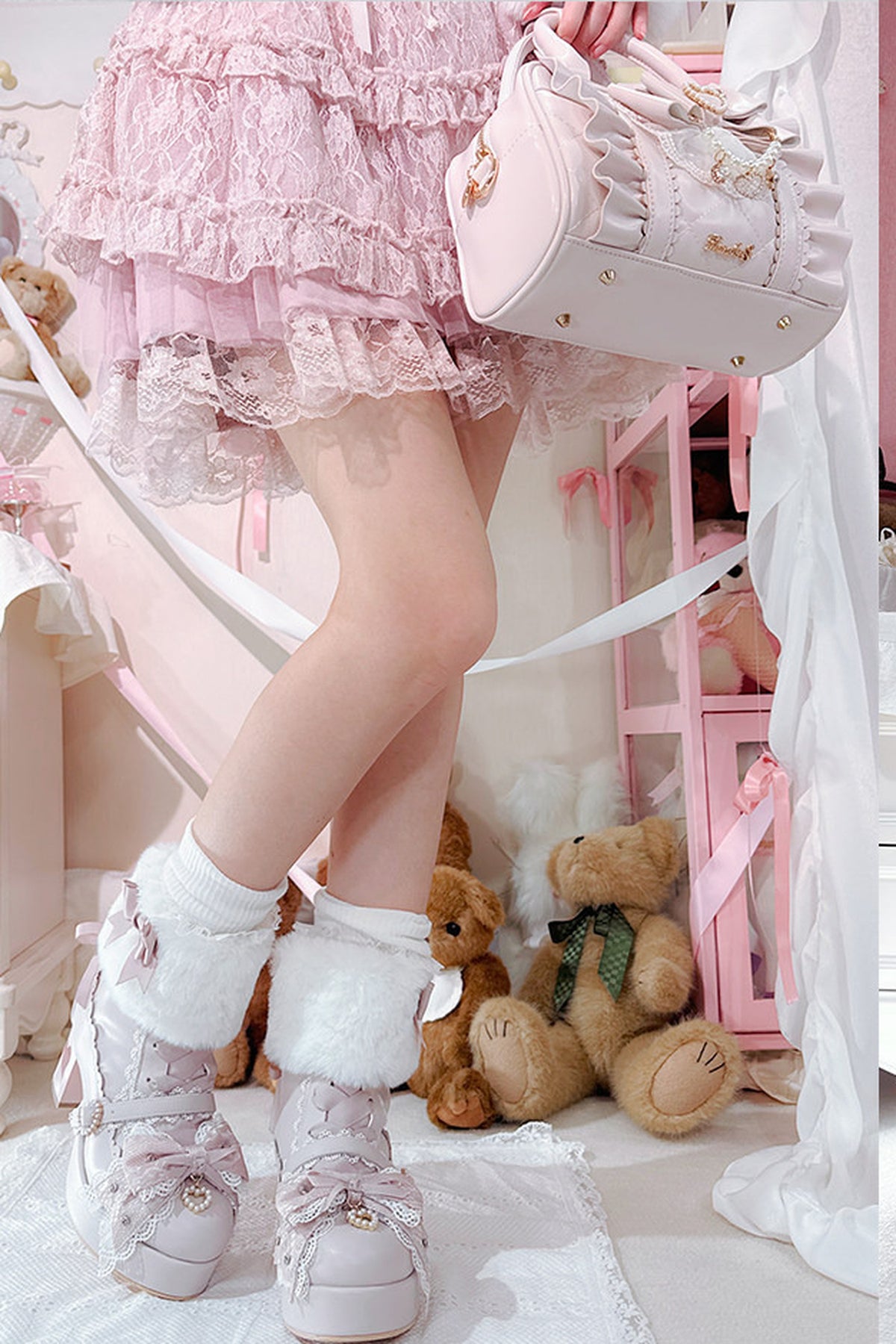 Bow Furry High-Heel Boots