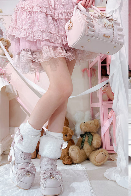 Bow Furry High-Heel Boots