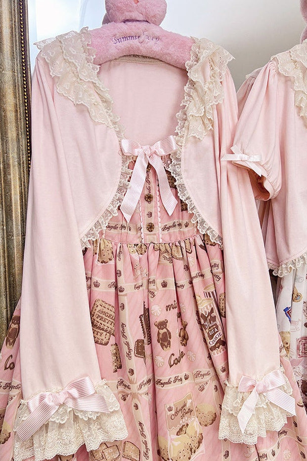 [Pre-order Deadline: May 29] Romantic Fairy Pink Lace Ribbon Cardigan