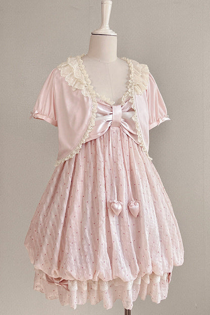 [Pre-order Deadline: May 29] Romantic Fairy Pink Lace Ribbon Cardigan