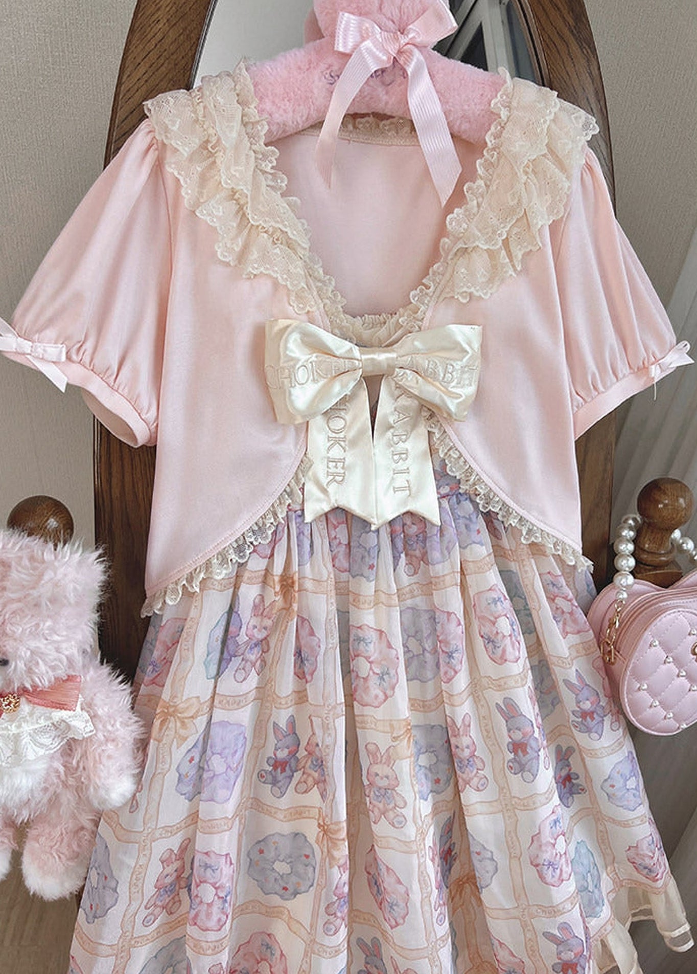 [Pre-order Deadline: May 29] Romantic Fairy Pink Lace Ribbon Cardigan