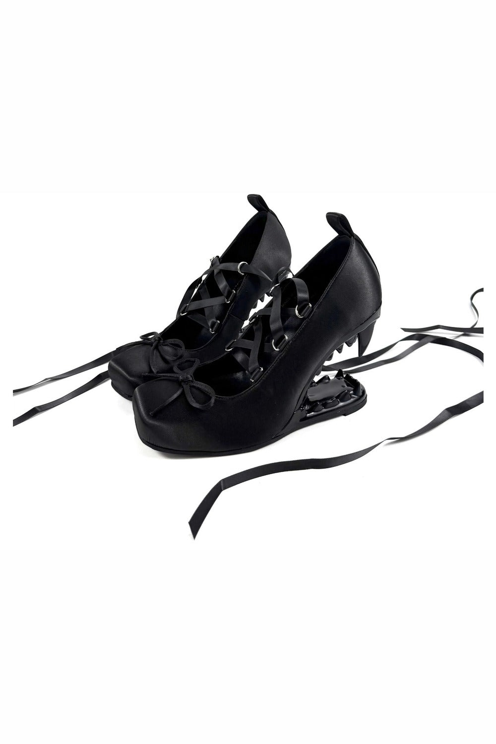 Dark Lace-Up Vampire Heels