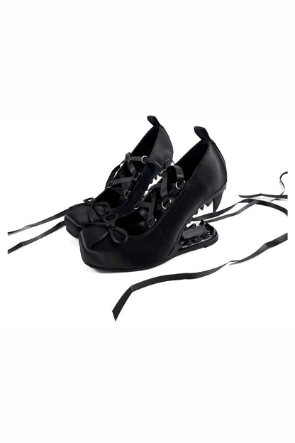 Dark Lace-Up Vampire Heels