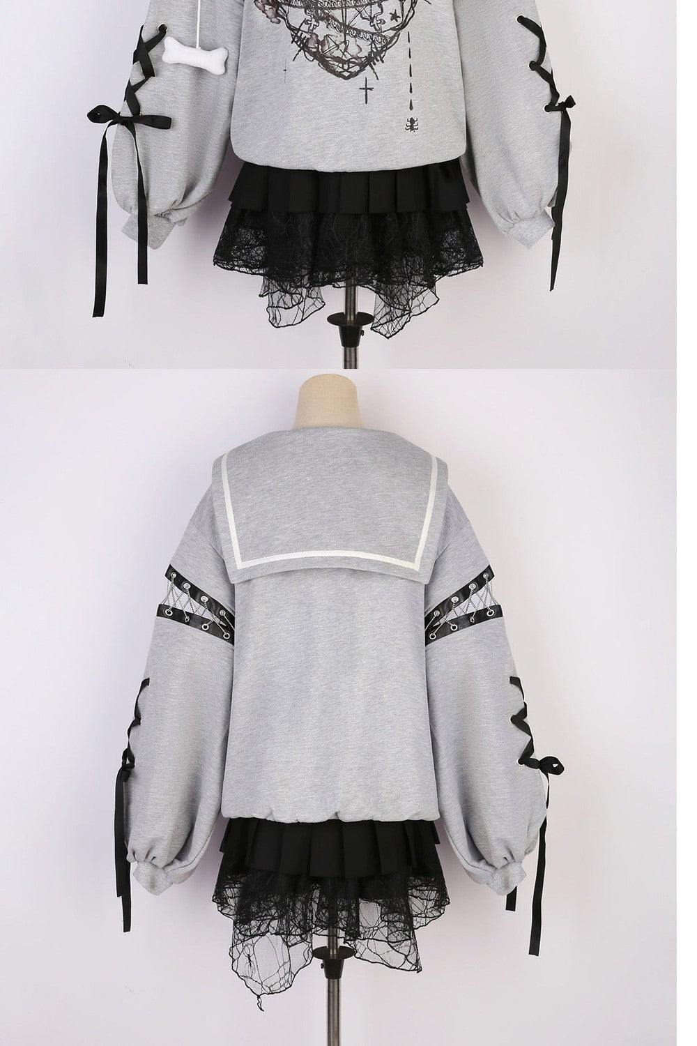 Dark Subculture Butterfly Sweatshirt + Skirt