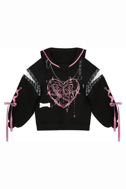 Dark Subculture Butterfly Sweatshirt + Skirt