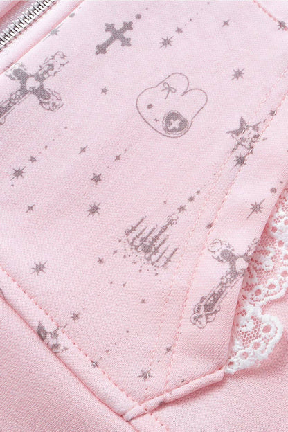 Süßer Hoodie mit Hasenohren und Spitze
