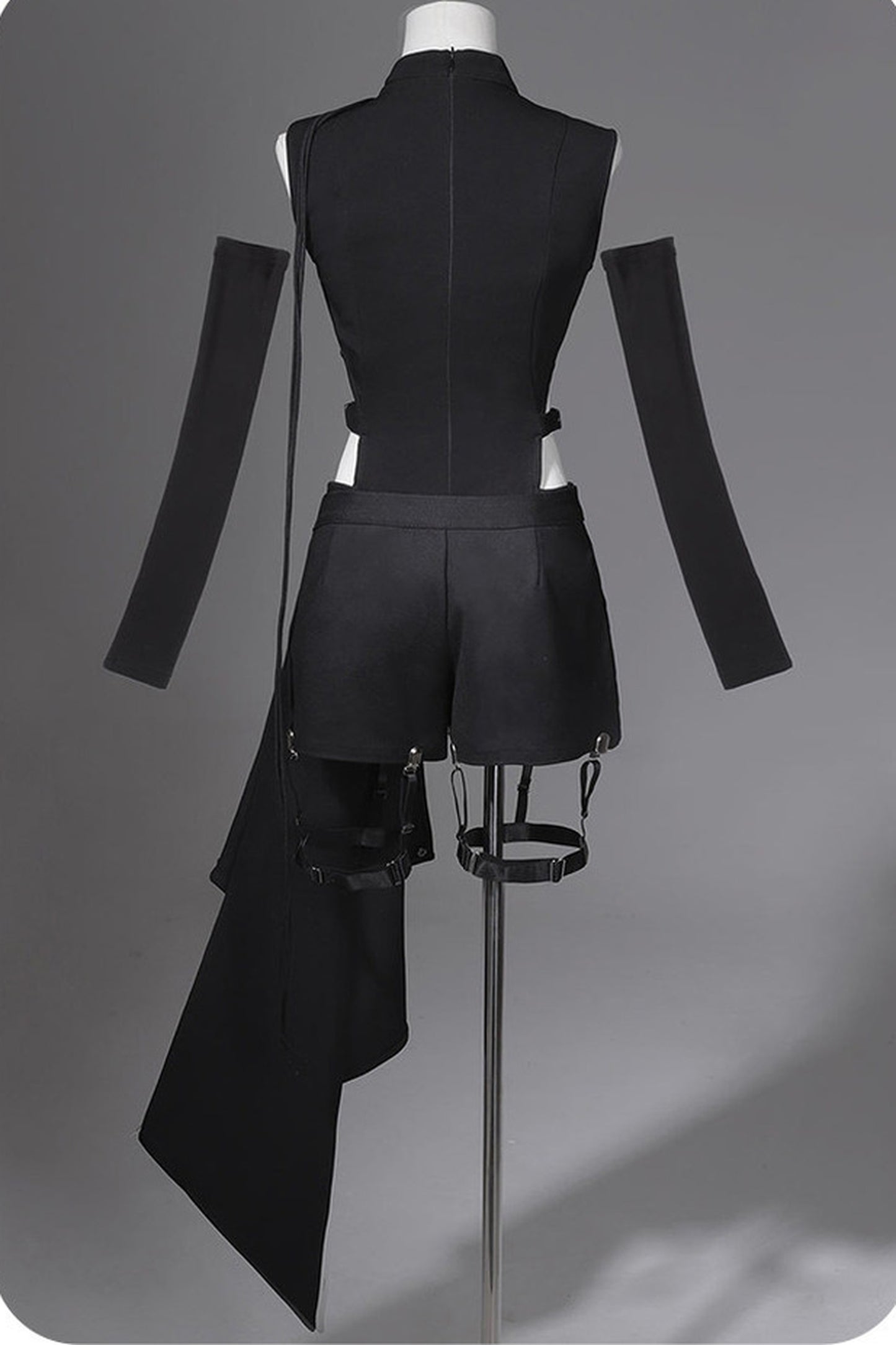 Top cyber gotico lolita + pantaloni + scaldabraccia