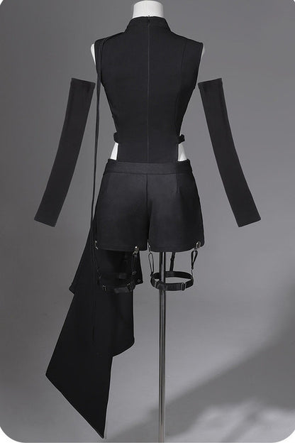 Top cyber gotico lolita + pantaloni + scaldabraccia