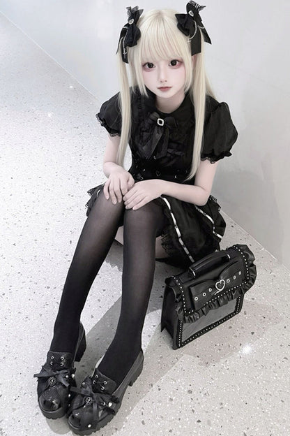 Black Ribbon Jirai Kei Princess Dress
