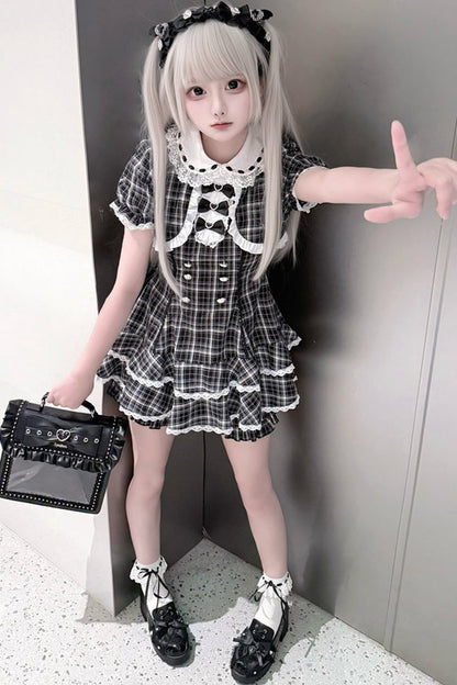 Checked Doll Jirai Kei Dress + Shorts