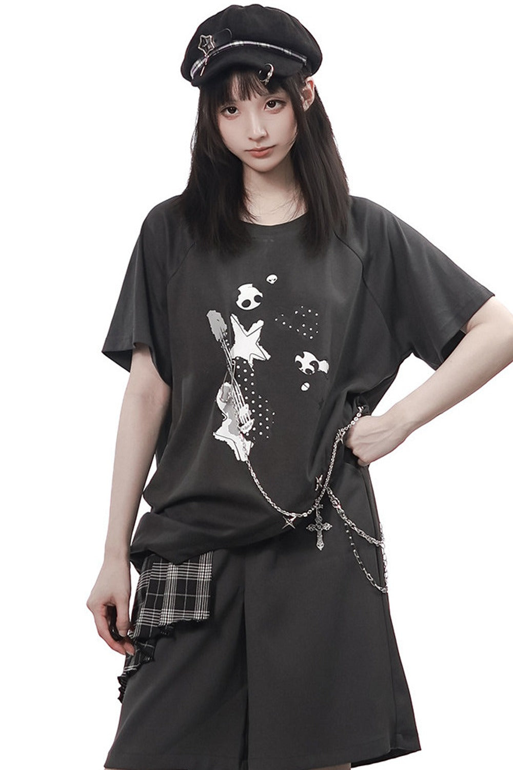 Rebellischer Akkord Raglan-Schal-Kurzarm-Hosen-Set