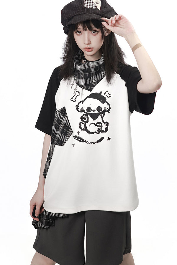 Rebellious Chord Raglan Scarf Short Sleeve Pants Set-Up