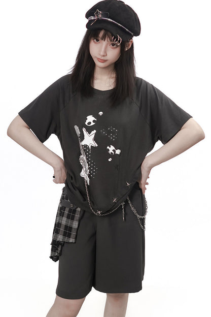 Rebellischer Akkord Raglan-Schal-Kurzarm-Hosen-Set