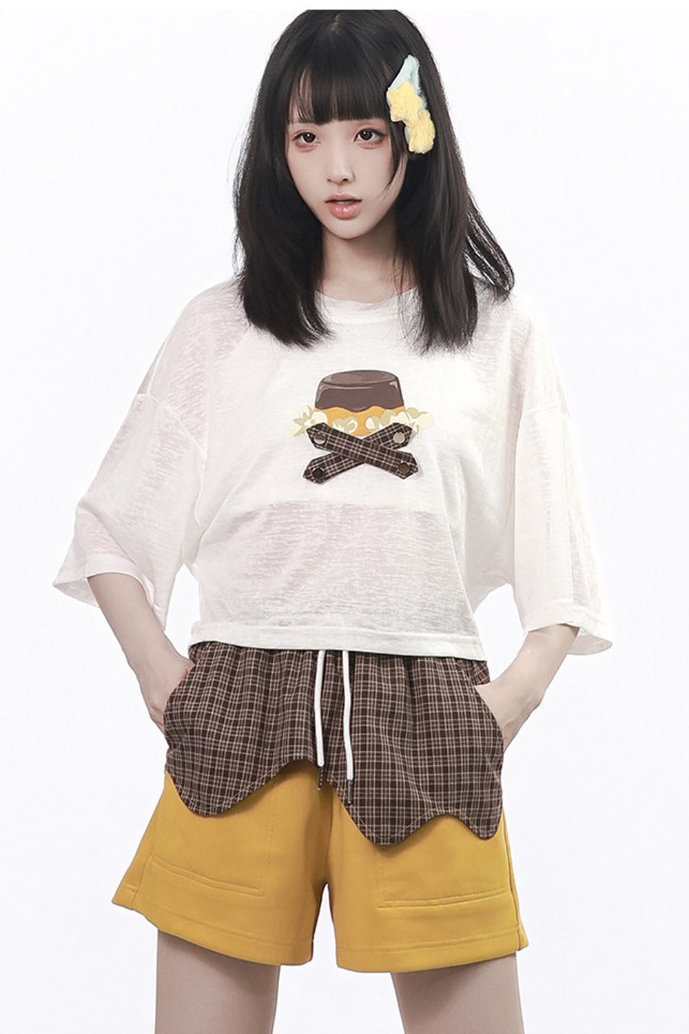 Lightweight Layered Top & Contrast Shorts Set-Up