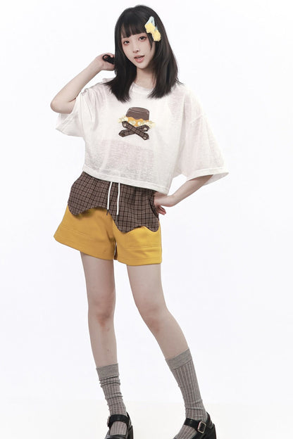 Lightweight Layered Top & Contrast Shorts Set-Up