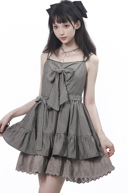 Vintage Strings Lace Double-Layered Suspender Dress Shirt Set-Up
