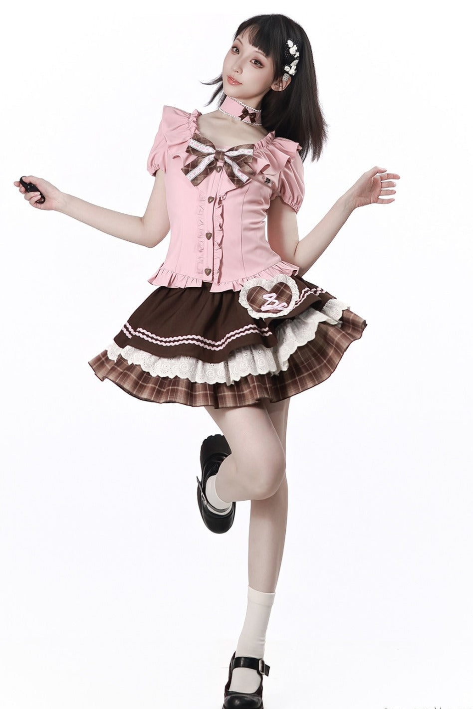 Heart Lace Shirt And Cake Skirt Set-Up