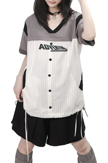Baseball Patchwork T-Shirt and Pants Set-Up