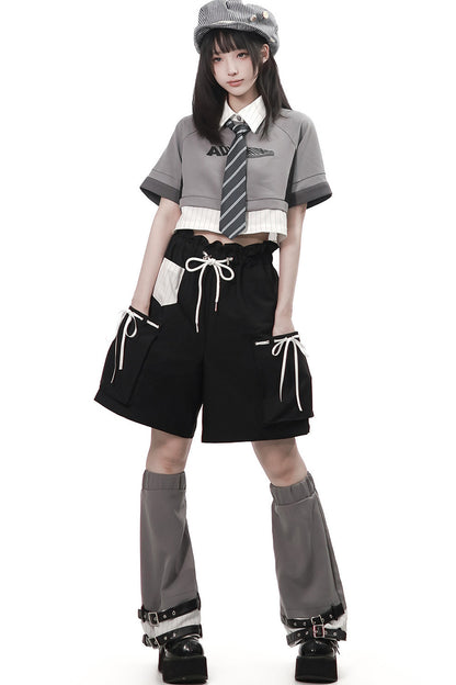 Baseball Patchwork T-Shirt and Pants Set-Up