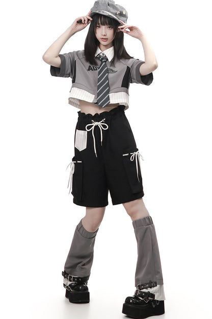 Baseball Patchwork T-Shirt and Pants Set-Up