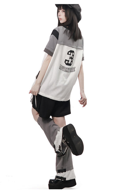 Baseball Patchwork T-Shirt and Pants Set-Up