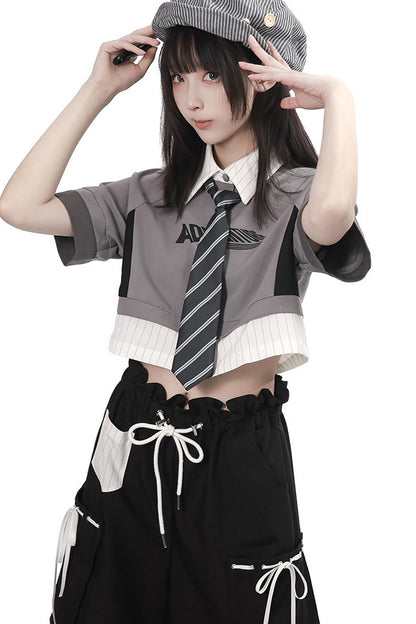 Baseball Patchwork T-Shirt and Pants Set-Up