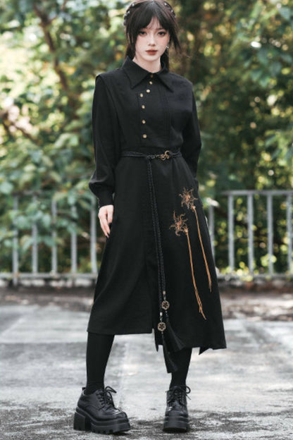 Mandala Embroidered Long-Sleeve Dress