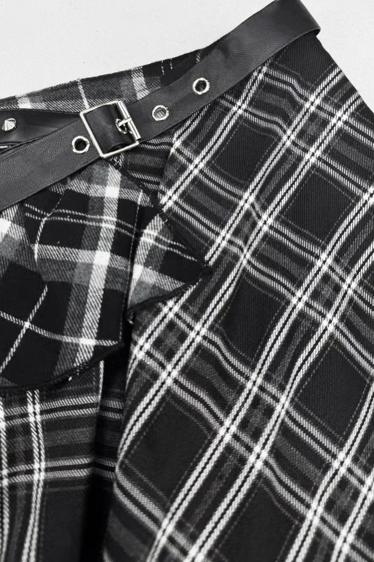 Asymmetrical Plaid Tiered Mini Skirt