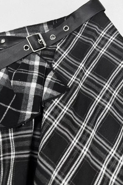 Asymmetrical Plaid Tiered Mini Skirt