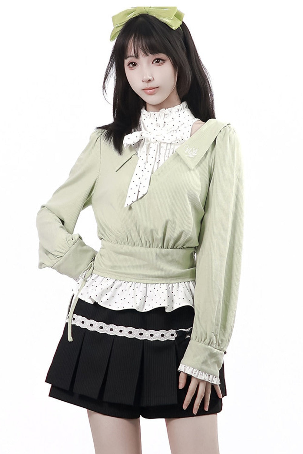 Tea Time Academy Blouse & Lace Pleated Skirt Set