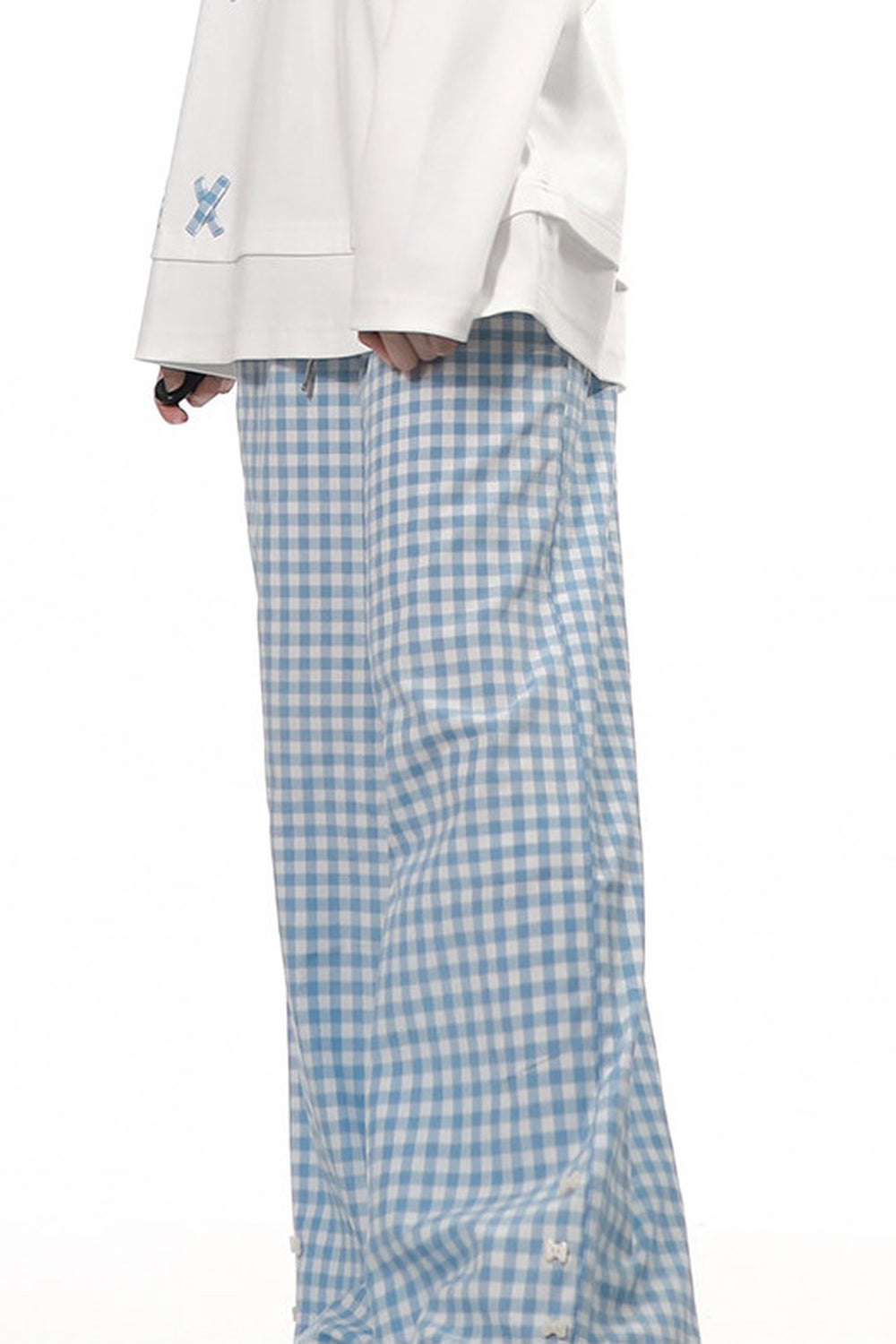 Completo top a maniche lunghe e pantaloni con stampa cucciolo e motivo scozzese