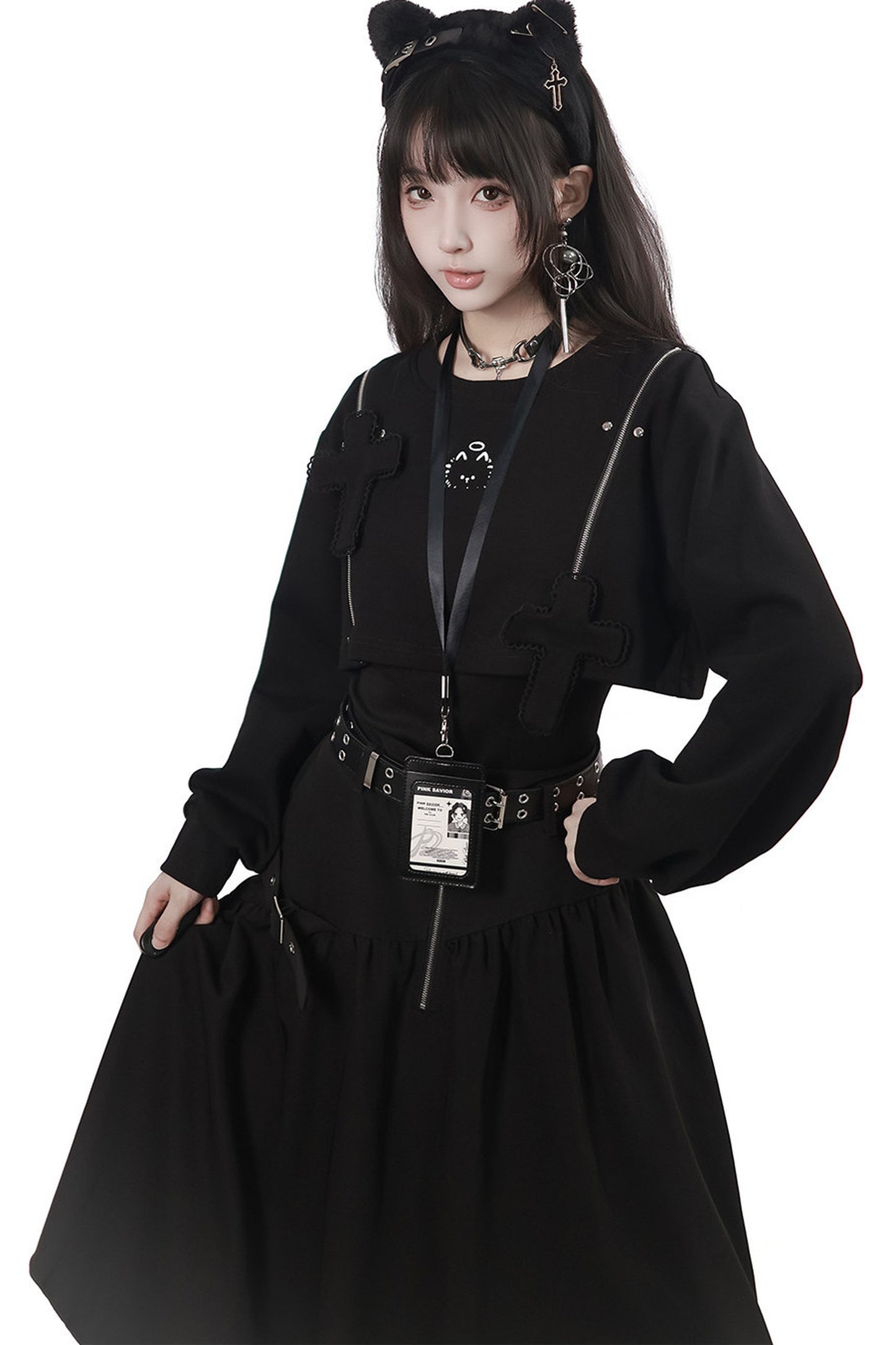 Midnight Stripe Black Layered Set