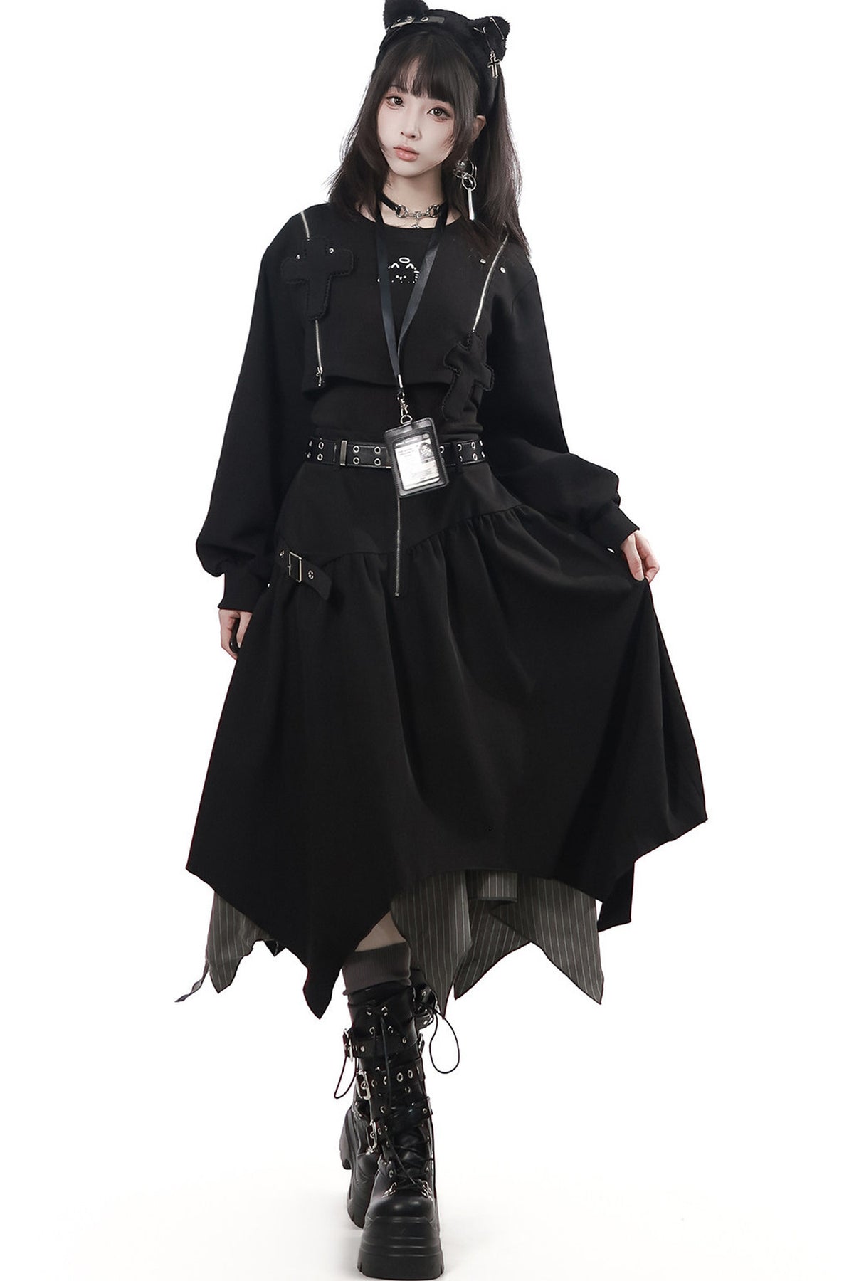 Midnight Stripe Black Layered Set