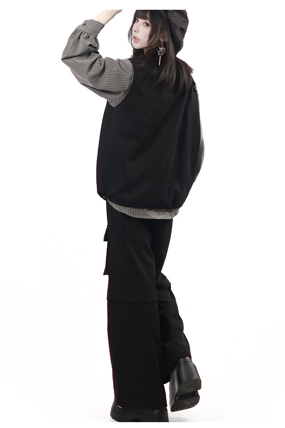 Midnight Stripe Black Layered Set